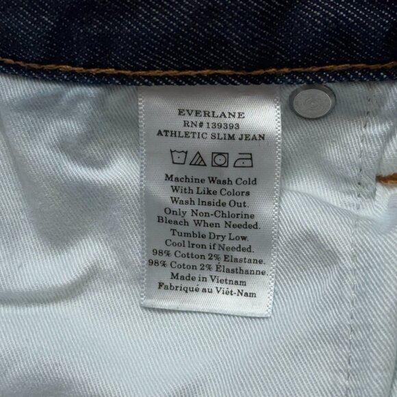 Everlane Denim Jeans Mens 36x34 (Fits 36x33) Athletic Slim Fit Stretch Dark Blue - Picture 5 of 5